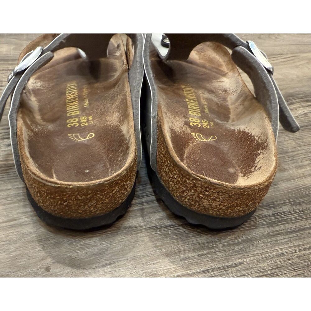 Birkenstock Silver Gizeh Sandal Size 38/ US 7 - Picture 5 of 6